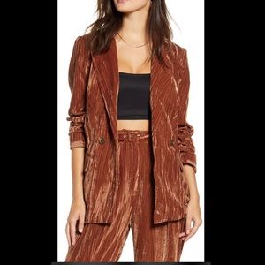 WAYF Presley Blazer in Cinnamon Velvet, Size XS